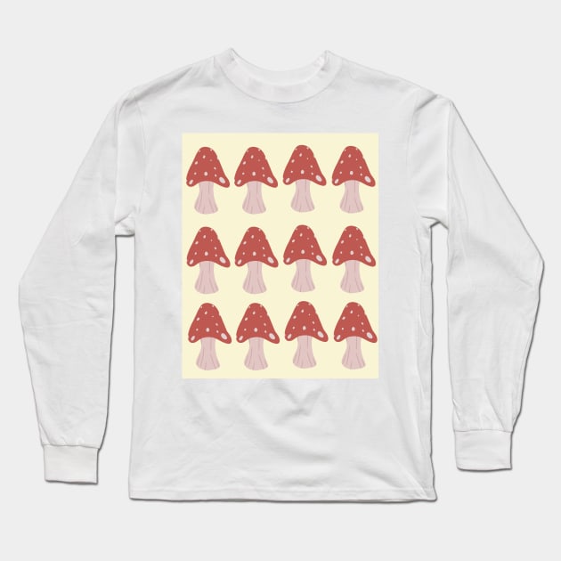 Minimalist mushroom pattern Long Sleeve T-Shirt by kuallidesigns